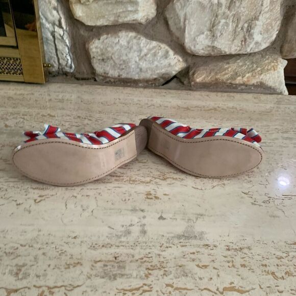 Miu miu stripe bow flats size 38 nautical summer beach - Picture 6 of 11